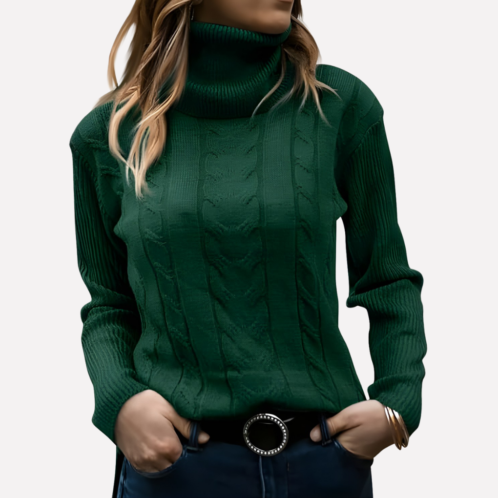 Aeronwy | Women Turtleneck Cable Knit Sweater