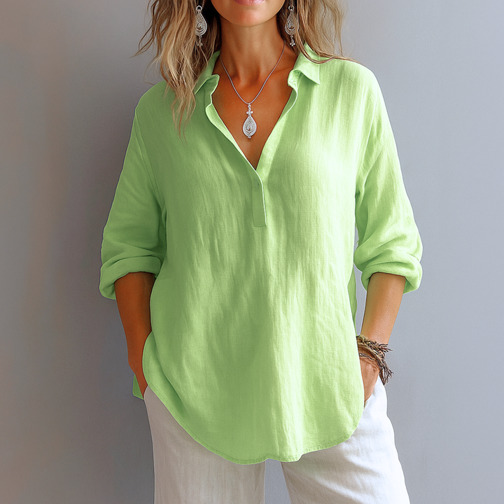 Glenna | Women Relaxed Button Down Linen Blouse