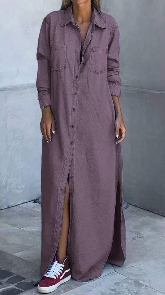 Solveig | Women Long Shirt Denim Dress
