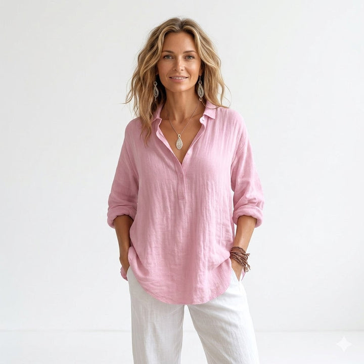 Glenna | Women Relaxed Button Down Linen Blouse