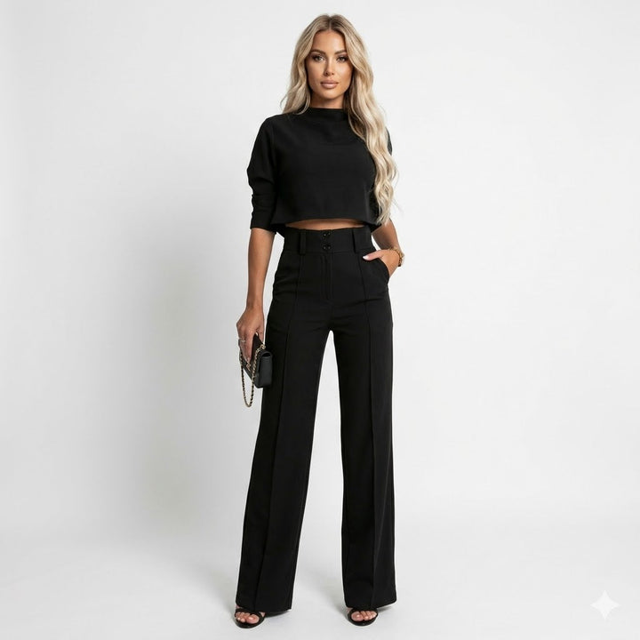 Livia | Women Cropped Top Wide Leg Two Piece Set
