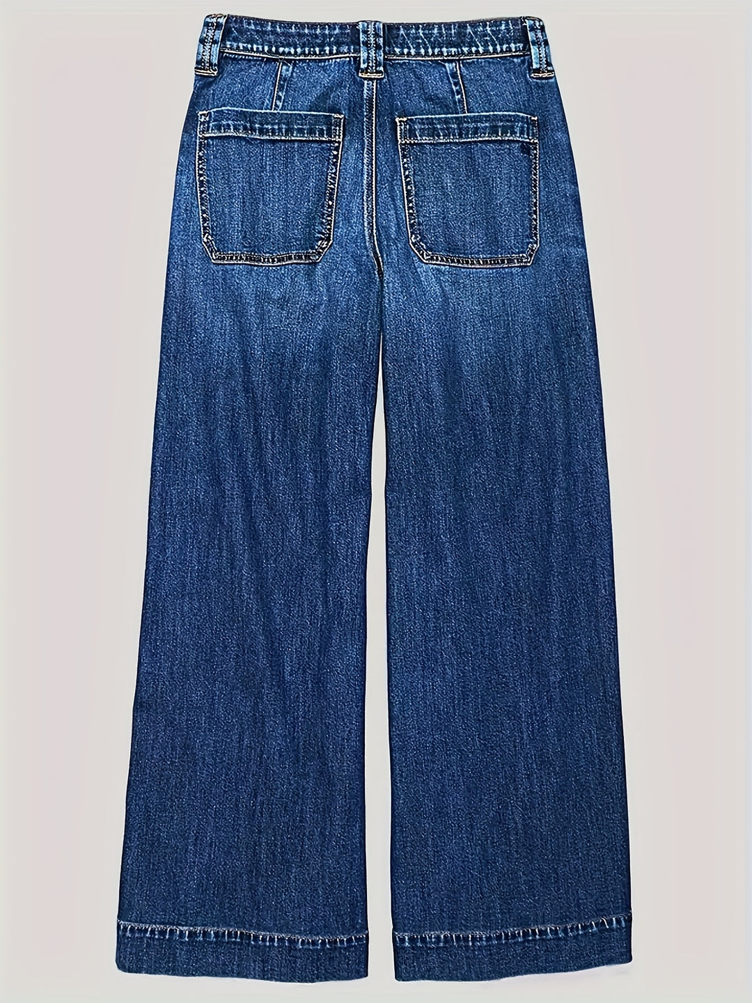 Georgia | Women's Blue Denim Wide Leg Pockets Casual Relaxed Jeans