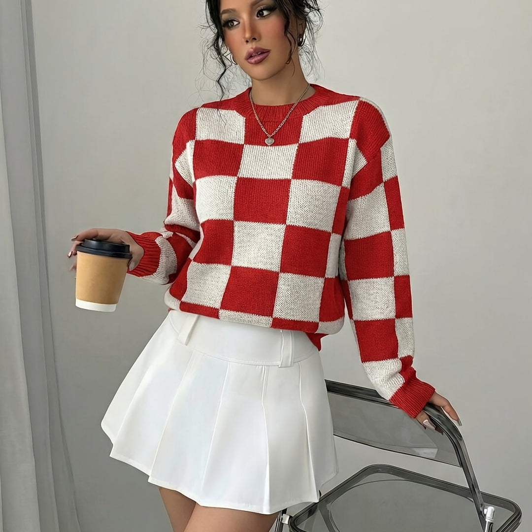 Barbara | Women's Color Block Crew Neck Casual Knit Sweater