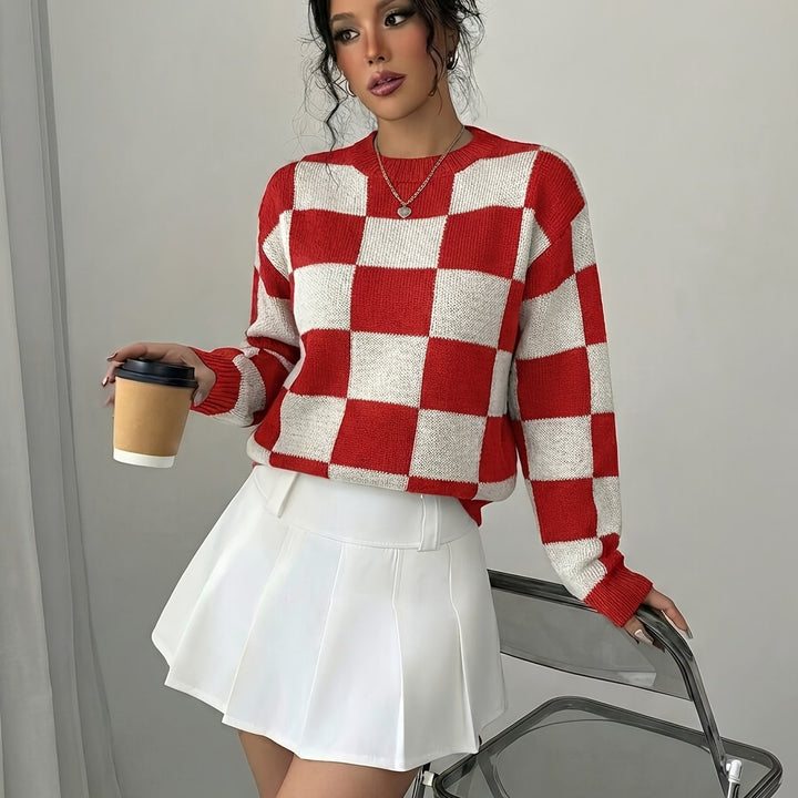 Barbara | Women's Color Block Crew Neck Casual Knit Sweater