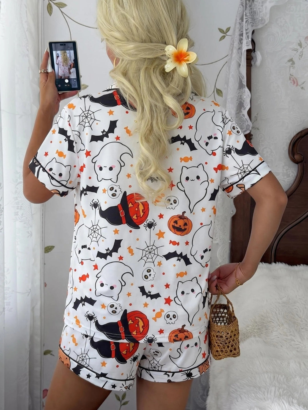 Louise | Women's White Cotton Button Front Pajama Set