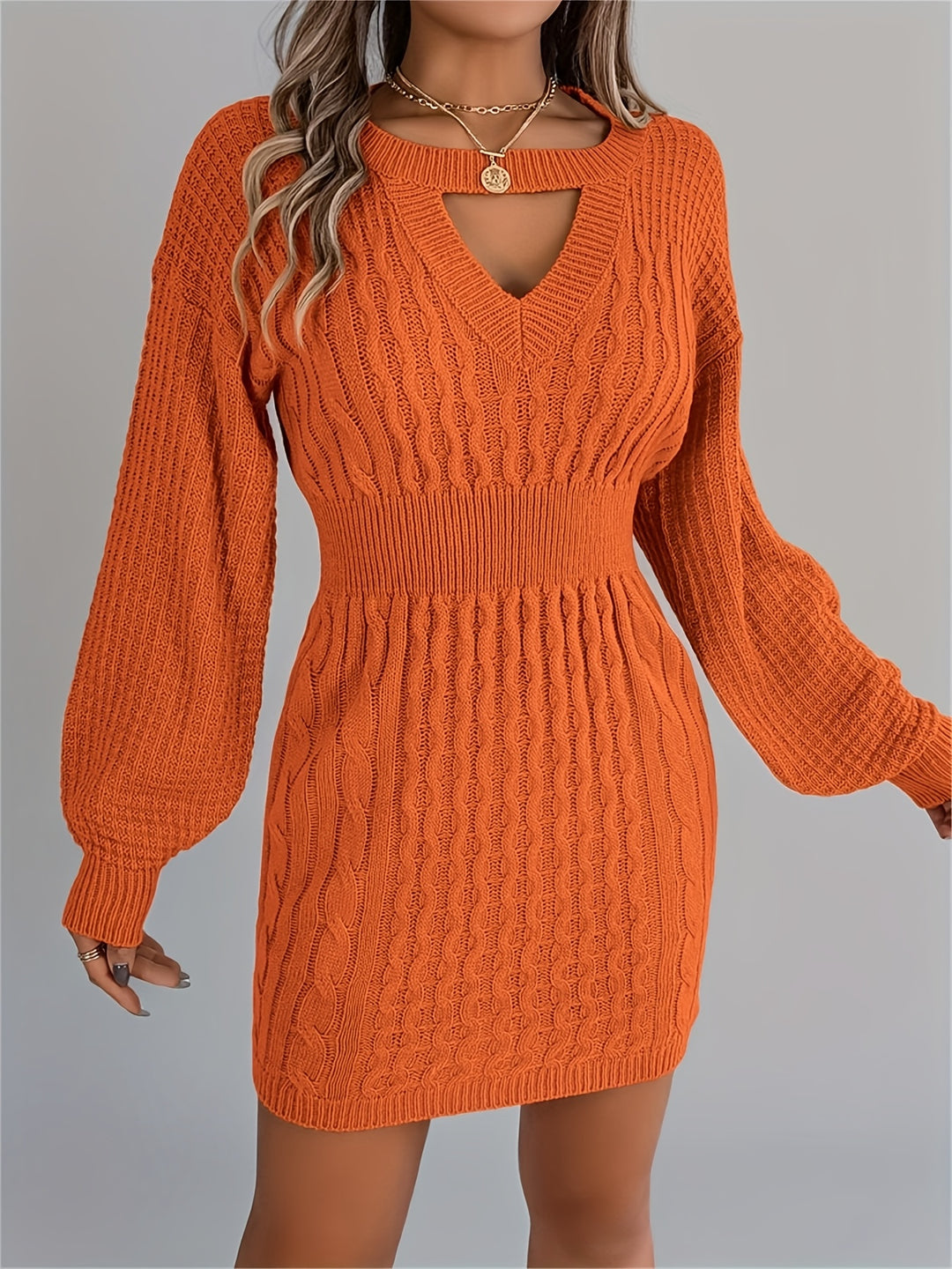 Catherine | Women's Knit Crew Neck Long Sleeve Evening Gown