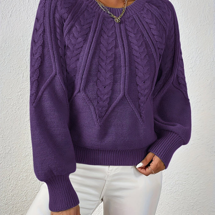 Anselma | Women Raglan Cable Knit Pullover