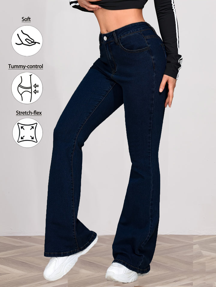 Dalia | Women's Blue Denim Casual Bootcut Relaxed Jeans