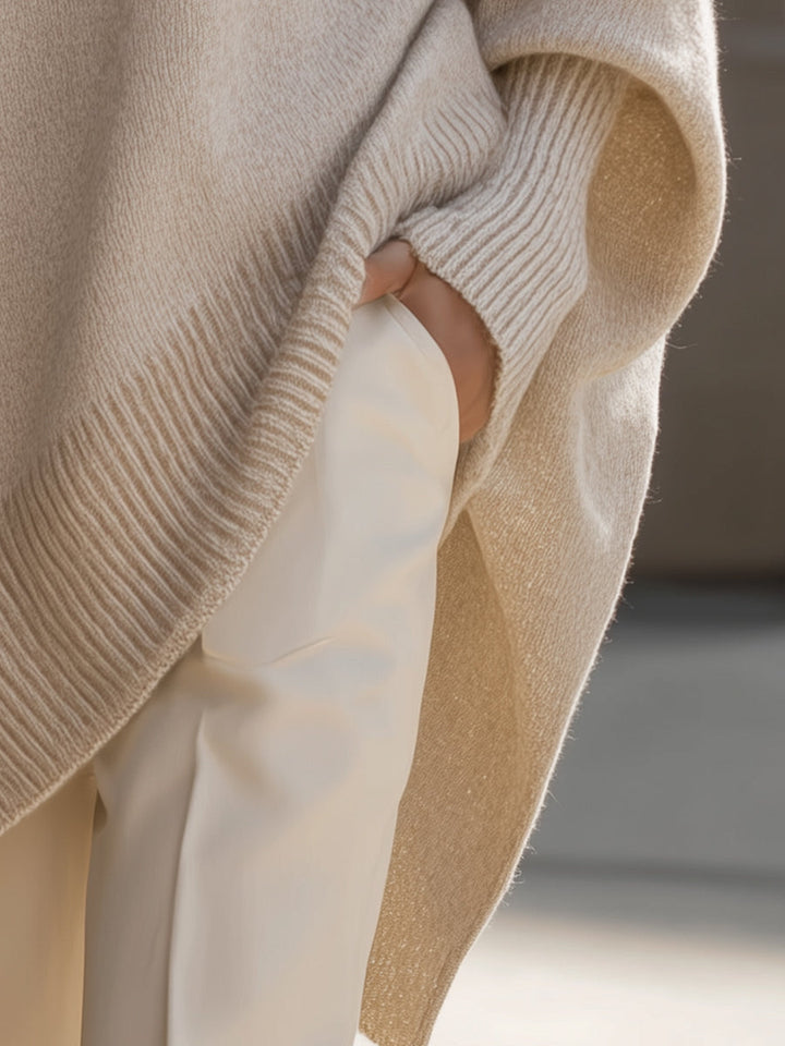 Lainey | Women's Oversized Drop Shoulder Asymmetrical Knit Sweater