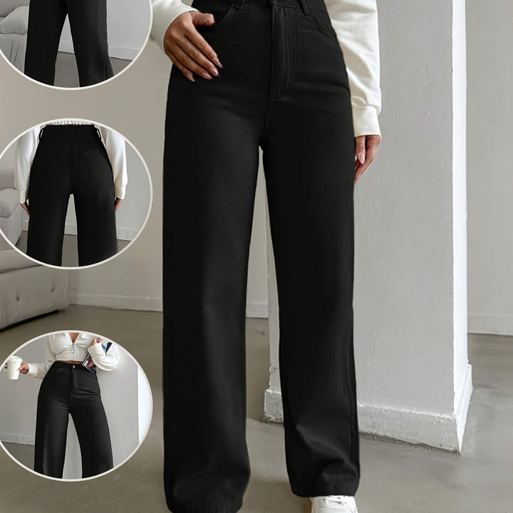 Blake | Women's Black Denim Straight Leg Party Relaxed Jeans