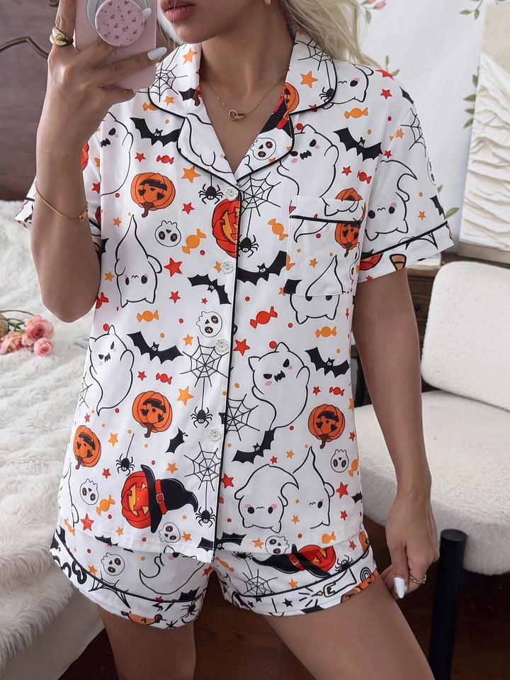 Louise | Women's White Cotton Button Front Pajama Set