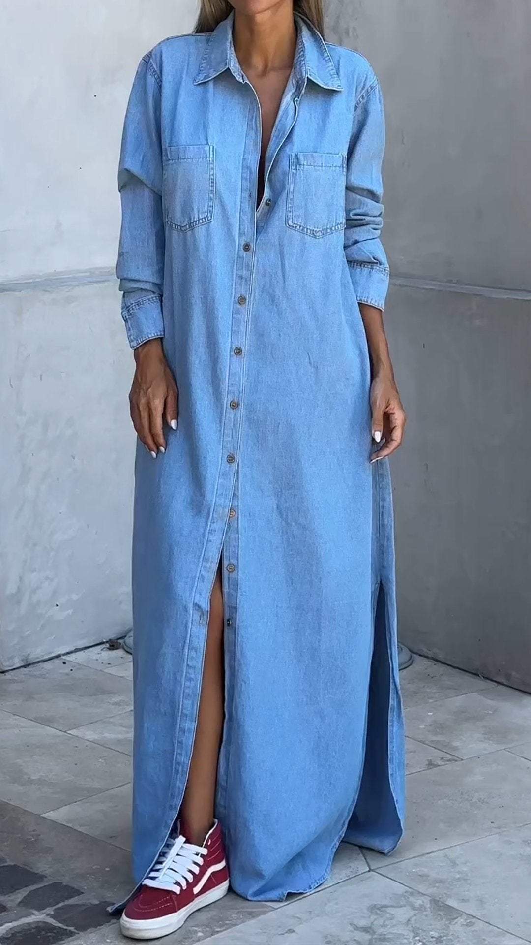 Solveig | Women Long Shirt Denim Dress