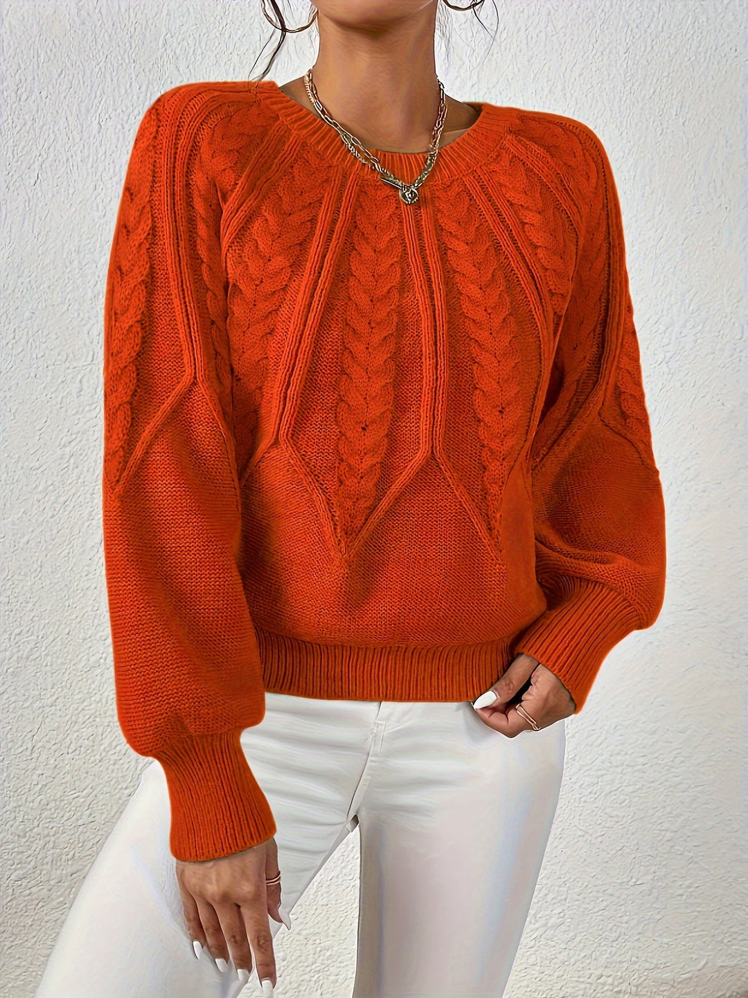 Anselma | Women Raglan Cable Knit Pullover