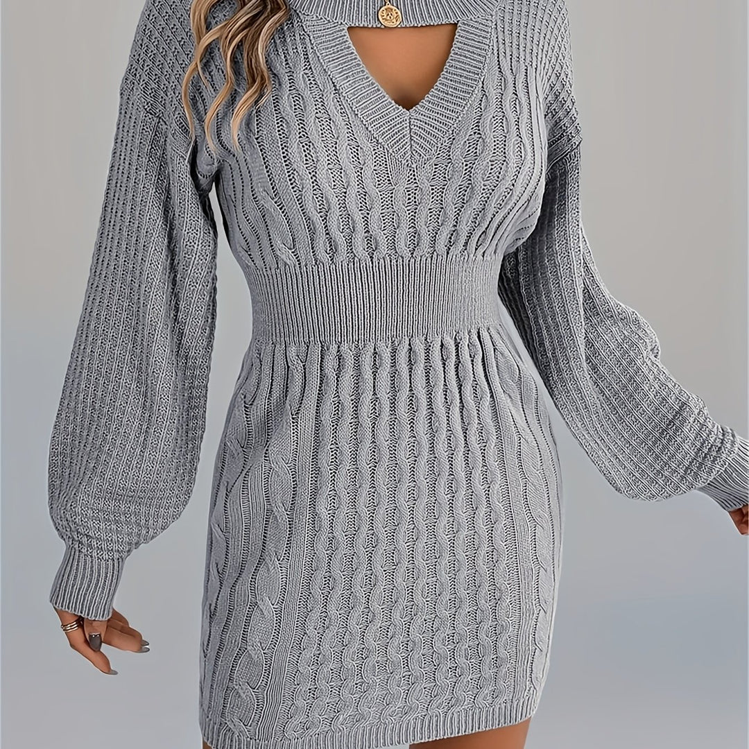 Catherine | Women's Knit Crew Neck Long Sleeve Evening Gown