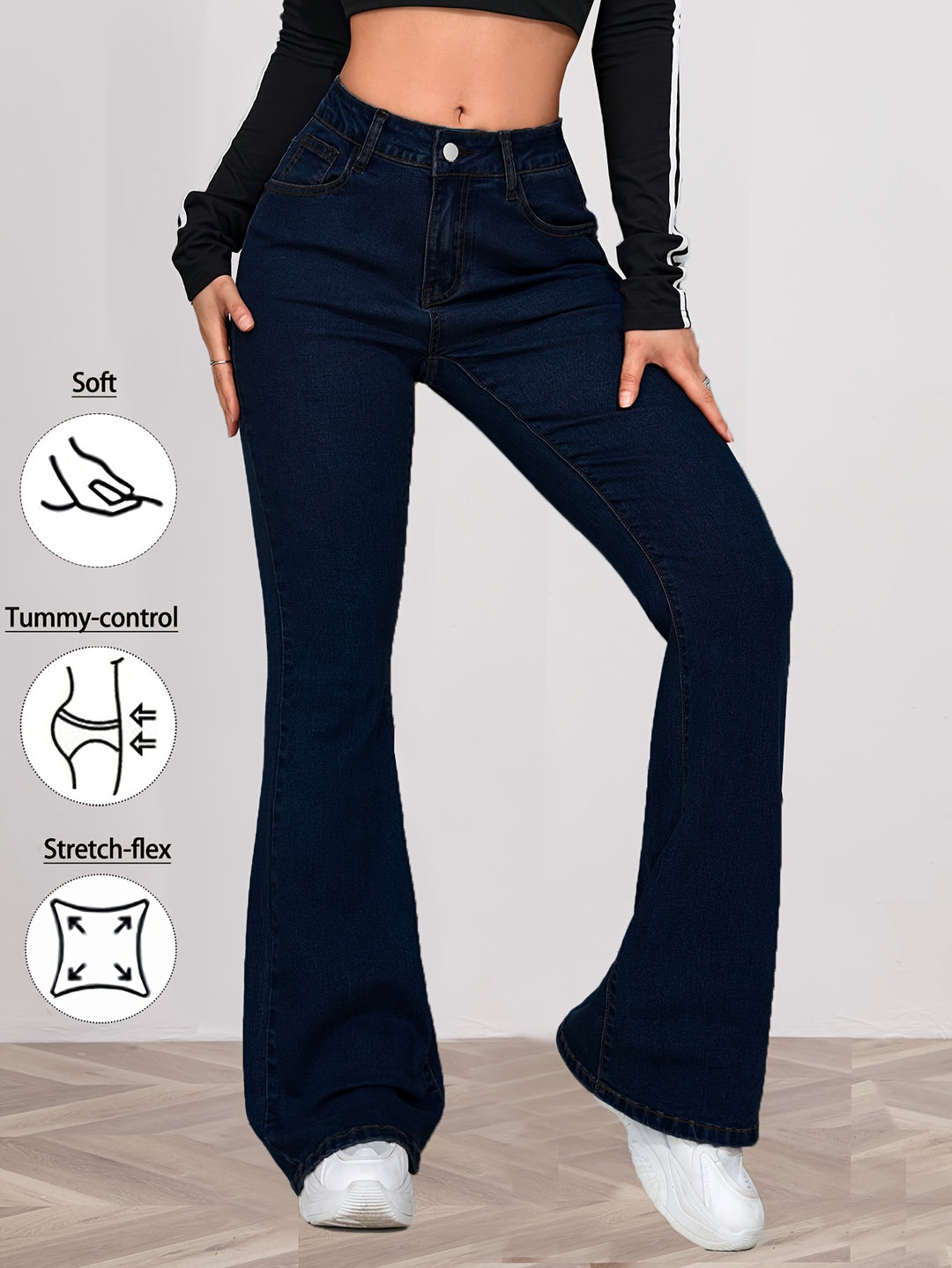 Dalia | Women's Blue Denim Casual Bootcut Relaxed Jeans