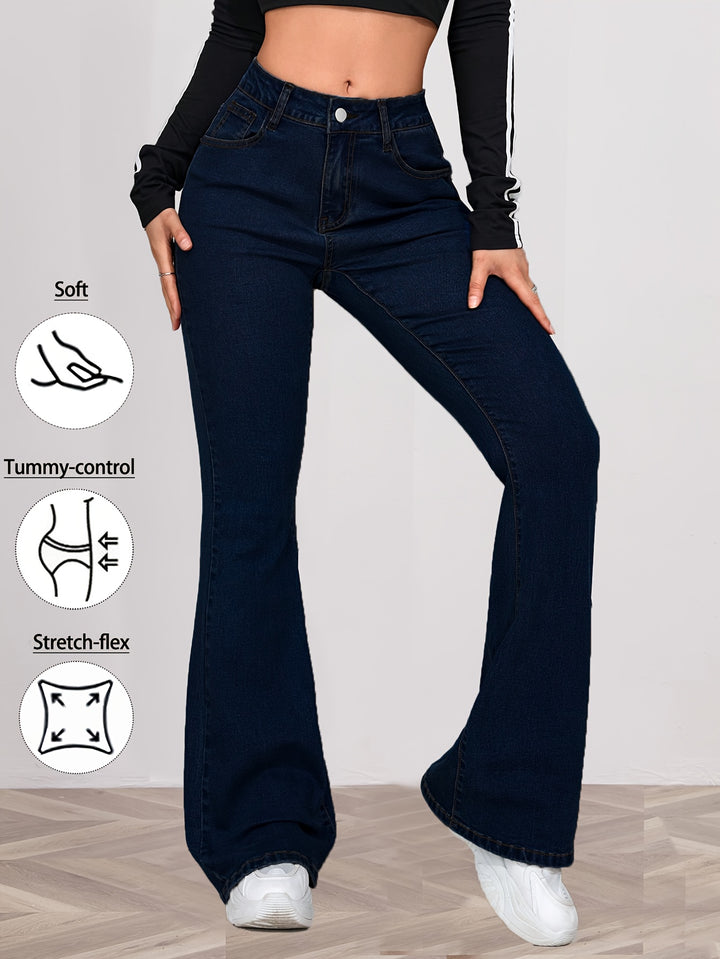Dalia | Women's Blue Denim Casual Bootcut Relaxed Jeans