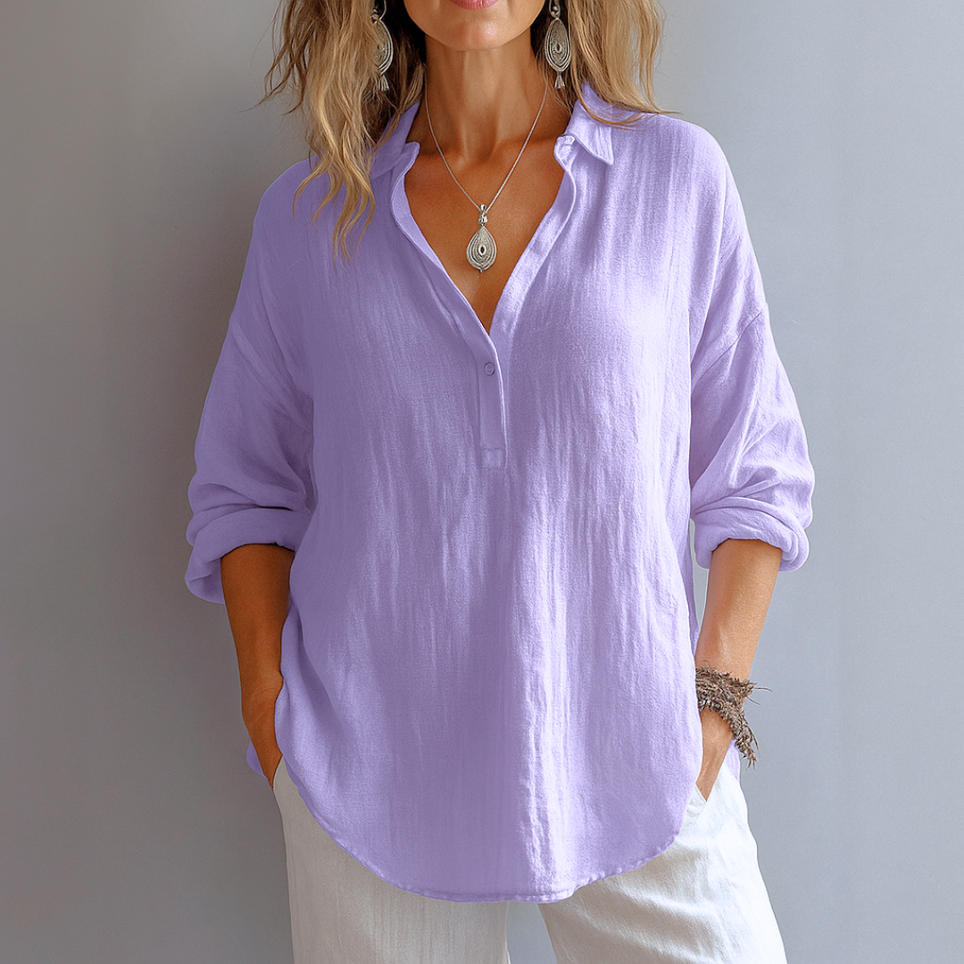 Glenna | Women Relaxed Button Down Linen Blouse