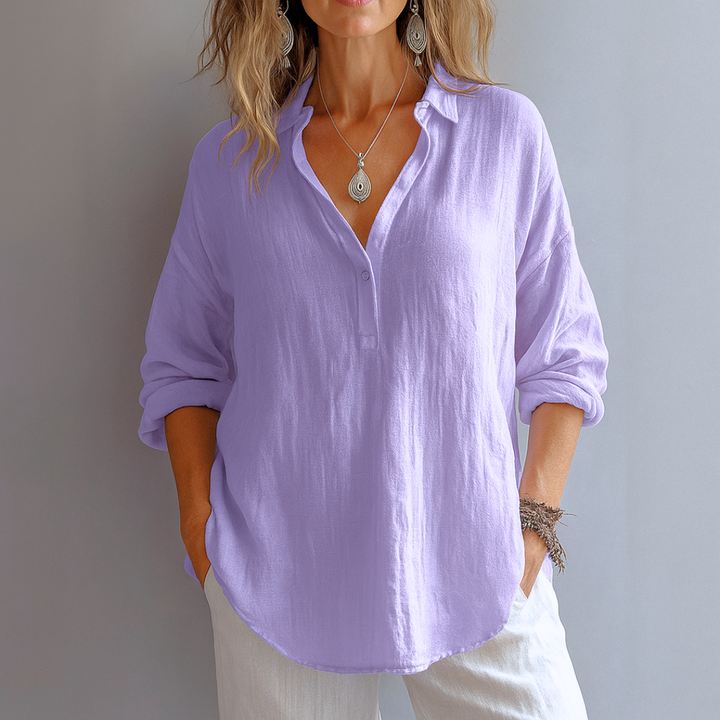 Glenna | Women Relaxed Button Down Linen Blouse