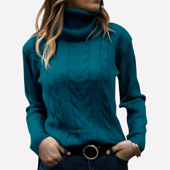 Aeronwy | Women Turtleneck Cable Knit Sweater