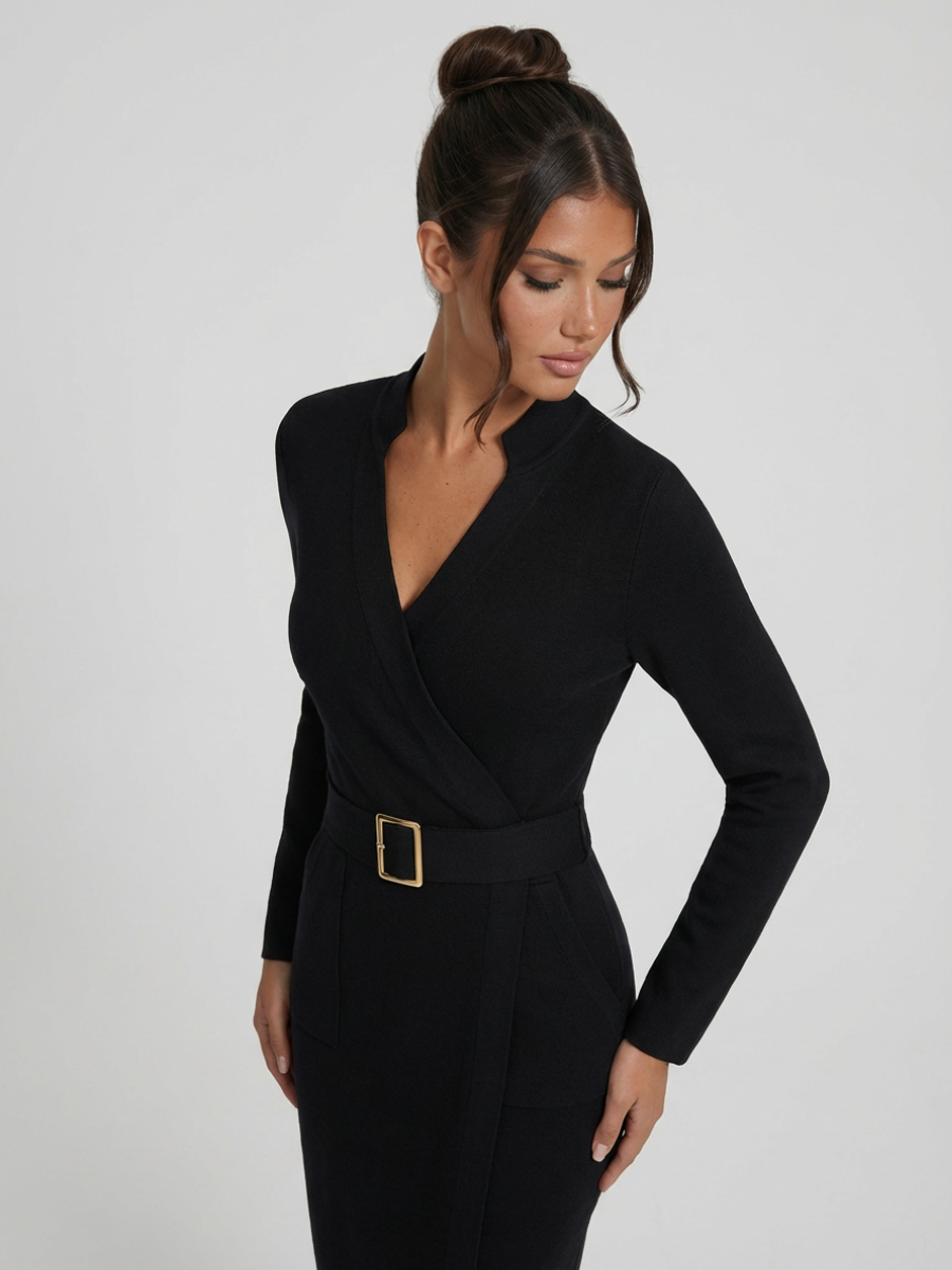 Eulalia | Women Tailored Belted Midi Dress