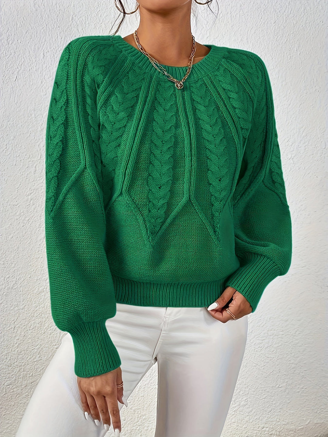 Anselma | Women Raglan Cable Knit Pullover