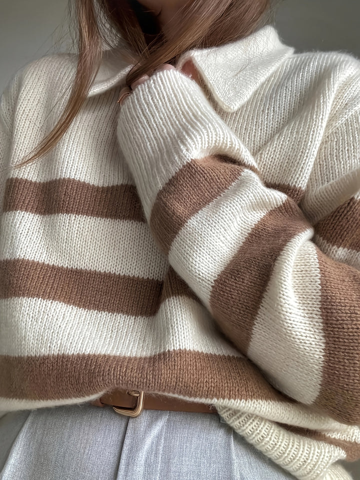 Edeline | Women Striped V Neck Sweater