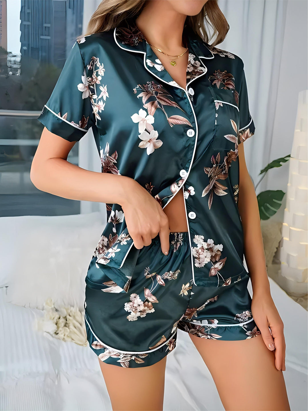 Tatum | Women's Floral Satin Pajama Set