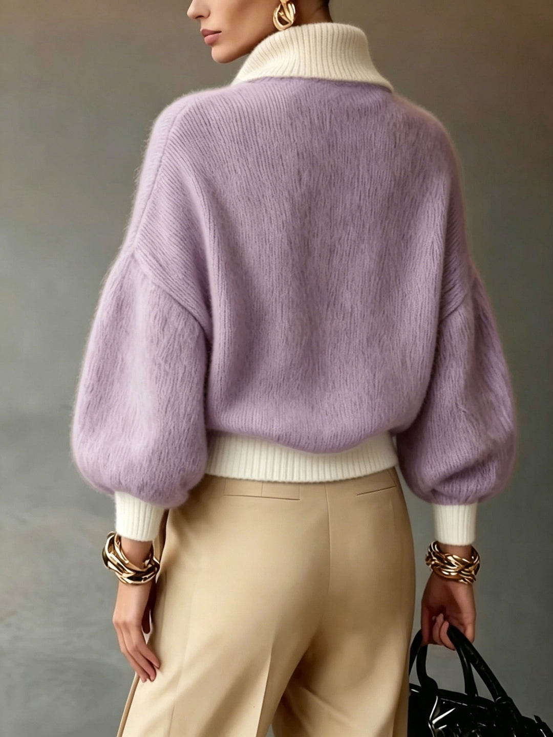 Thyra | Women Relaxed Half Zip Sweater
