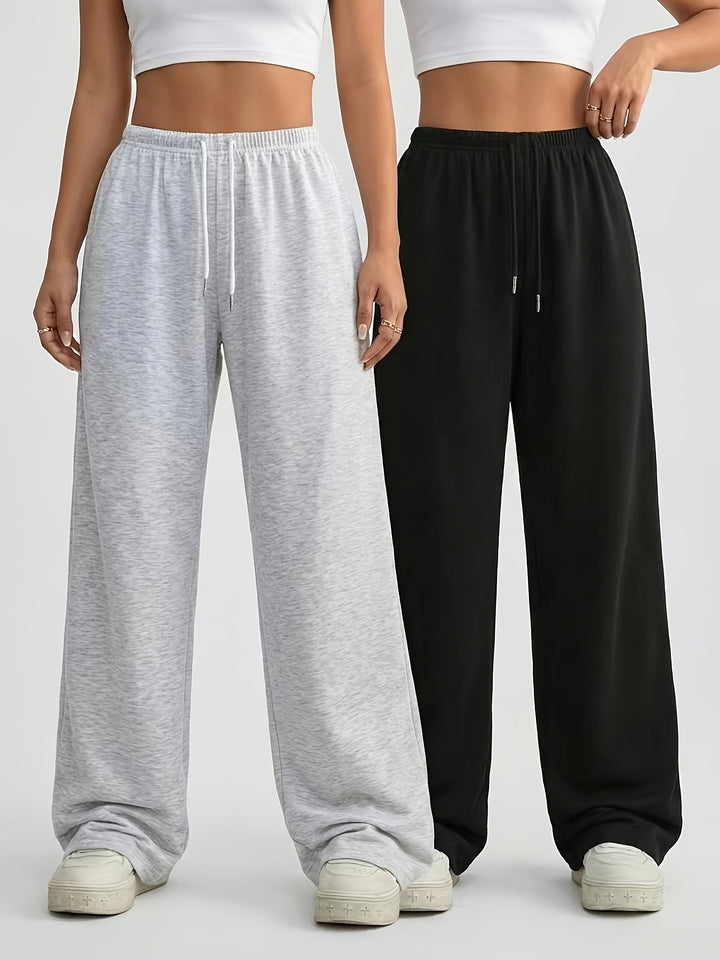Stylish Black Knit Wide Leg Pants for Women with Flowy Casual Style