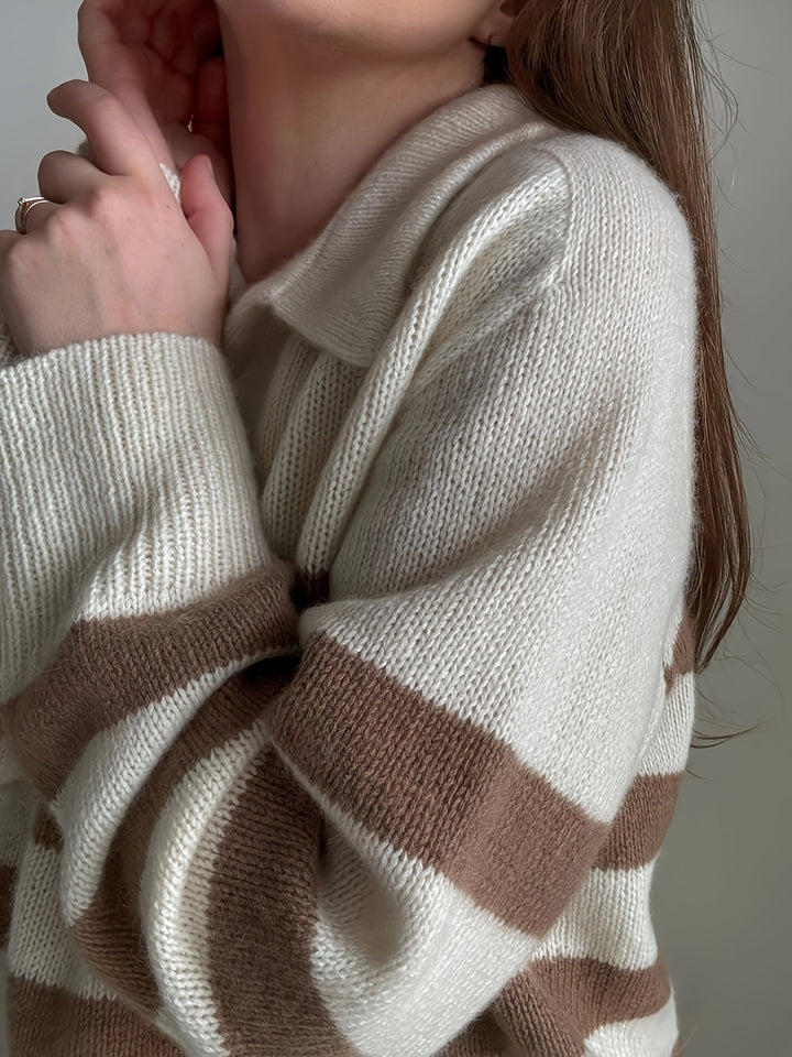 Edeline | Women Striped V Neck Sweater