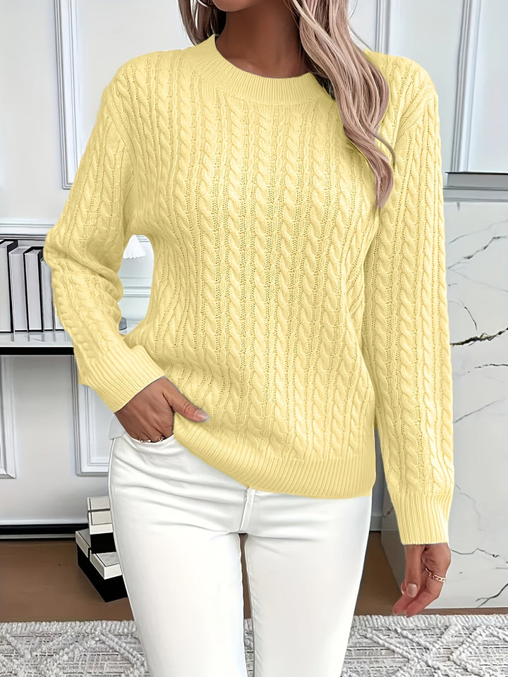 Aeron | Women Crew Cable Knit Pullover
