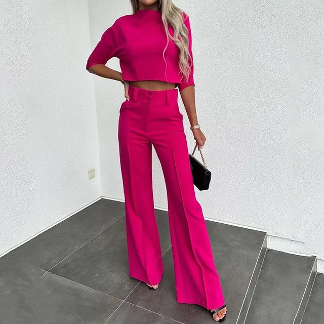 Livia | Women Cropped Top Wide Leg Two Piece Set