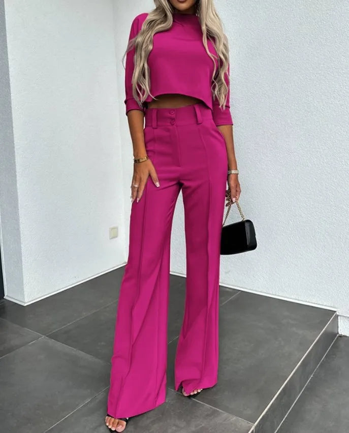 Livia | Women Cropped Top Wide Leg Two Piece Set