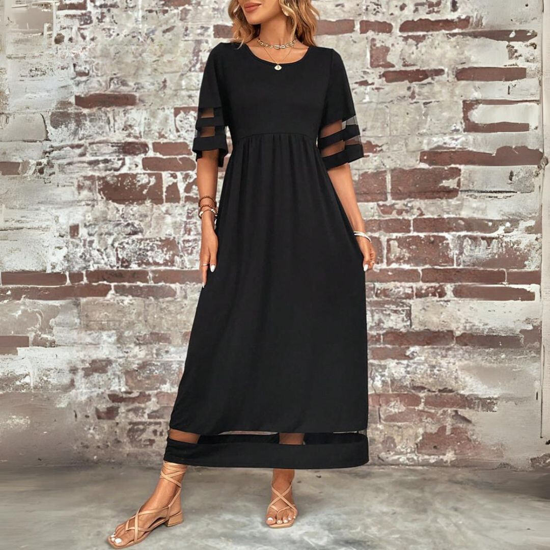 Amity | Women Empire Mesh Panel Wedding Guest Dress