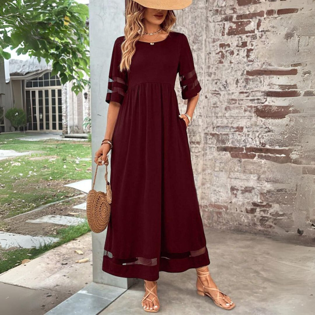 Amity | Women Empire Mesh Panel Wedding Guest Dress