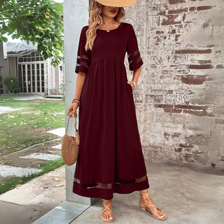 Amity | Women Empire Mesh Panel Wedding Guest Dress