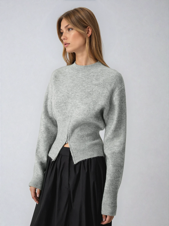 Brynhild | Women Hem Zip Knit Sweater