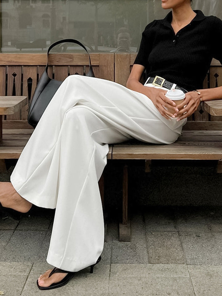 Alyssa | Women's Pleated Office Belted Wide Leg Pants