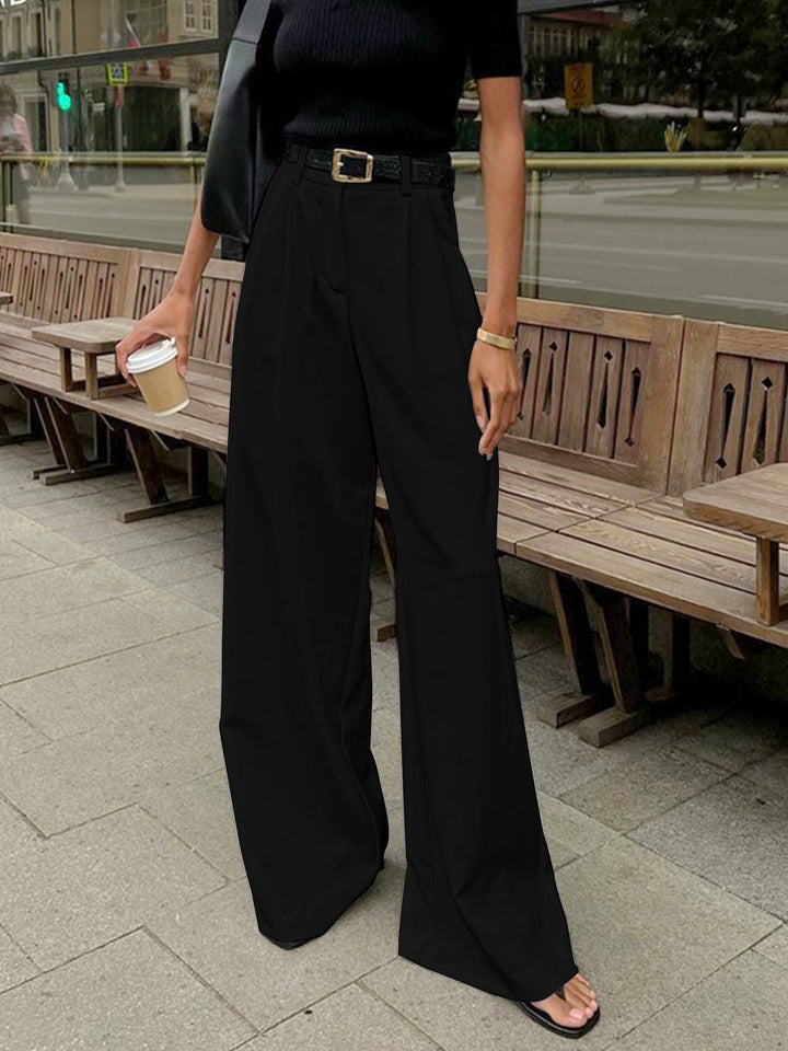 Alyssa | Women's Pleated Office Belted Wide Leg Pants