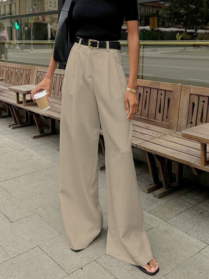 Alyssa | Women's Pleated Office Belted Wide Leg Pants