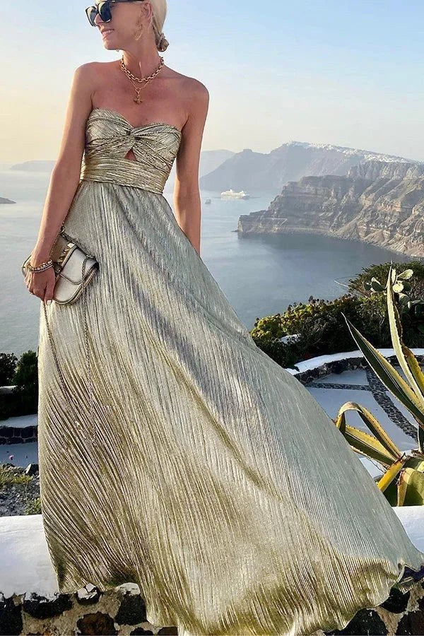 Araminta | Women Strapless Pleated Wedding Guest Dress