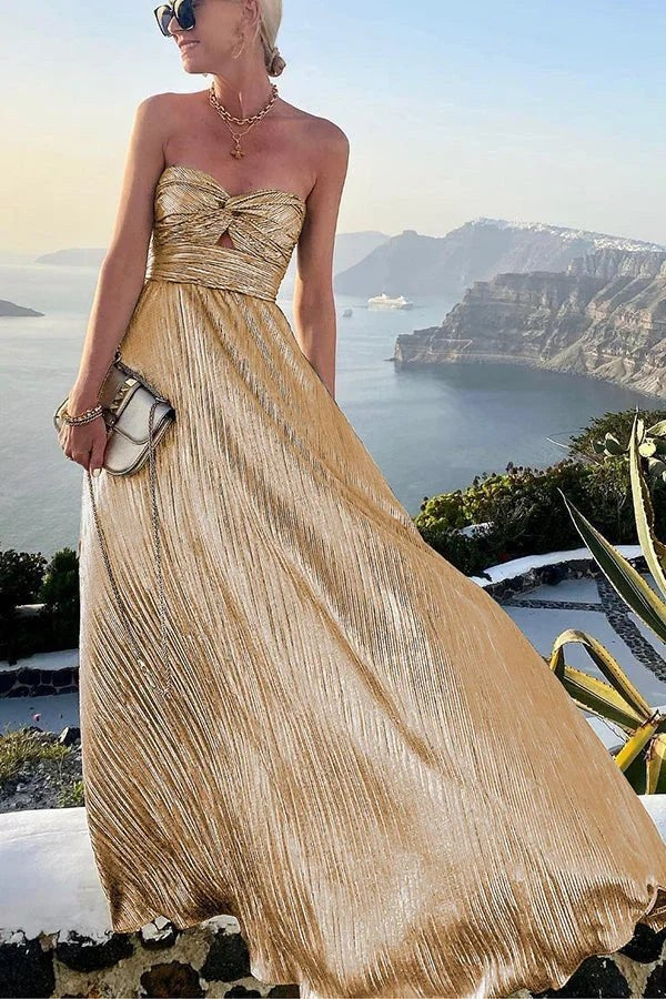 Araminta | Women Strapless Pleated Wedding Guest Dress
