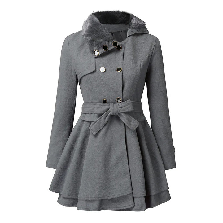 Zosime | Women Belted Fur Collar Coat