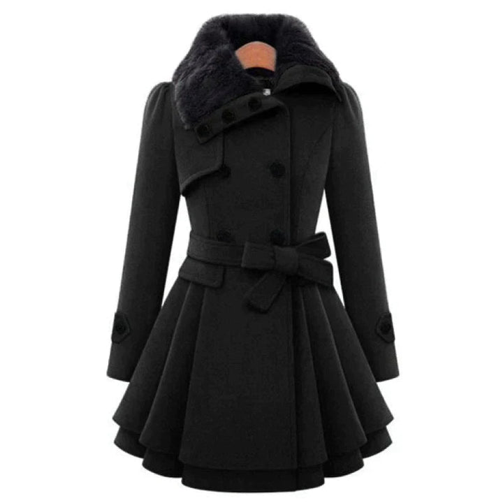 Zosime | Women Belted Fur Collar Coat