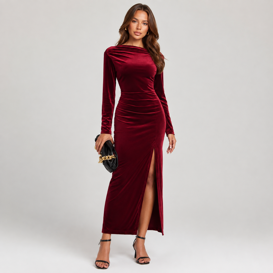 Venetia | Women Velvet Slit Formal Maxi Dress