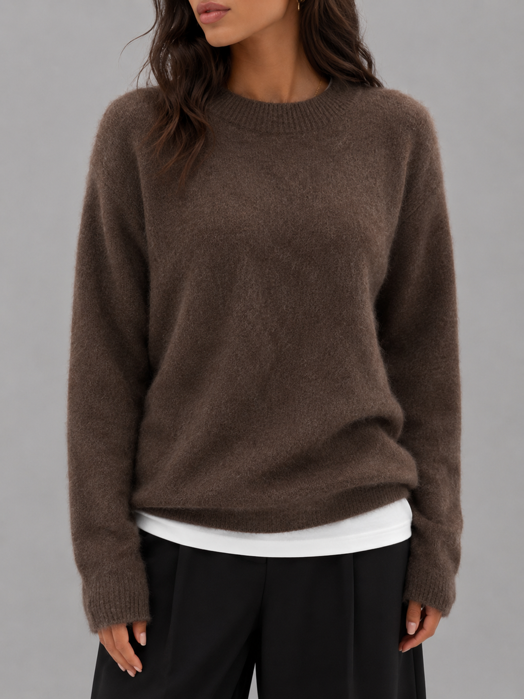 Melusine | Women Fuzzy Crew Neck Sweater