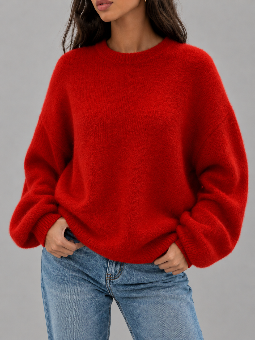 Melusine | Women Fuzzy Crew Neck Sweater