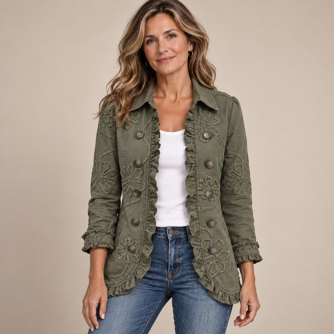 Ygraine | Women Embroidered Ruffle Jacket