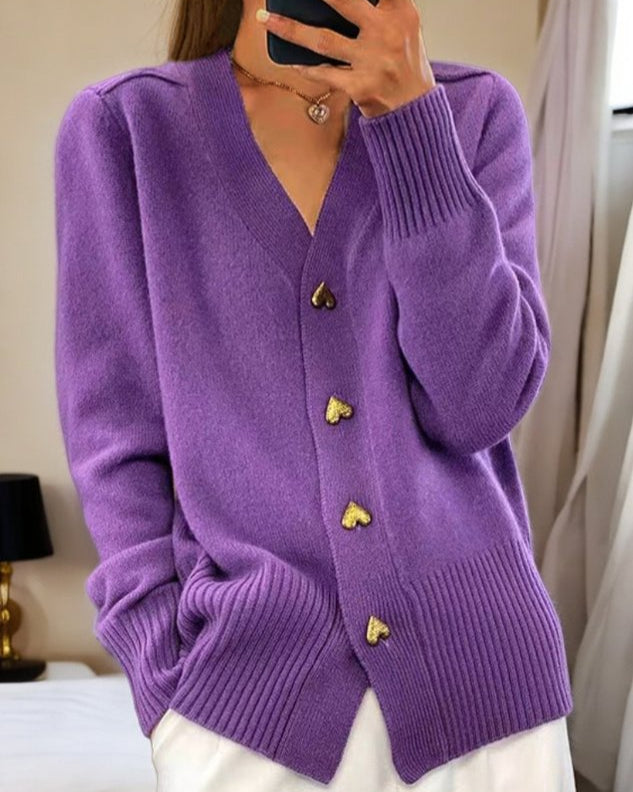 Elaine | Women V Neck Button Cardigan