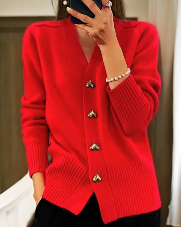 Elaine | Women V Neck Button Cardigan